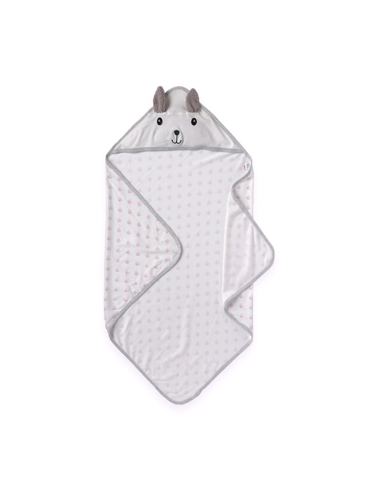Feto Pink Bear Hooded Baby Towel | Soft Waffle Cotton | Baby Towel for New Born | Safe & Comfortable for Newborns & Infants | Li