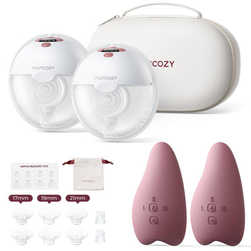 Momcozy M5 Breast Pump & A1 Lactation Massager Combo -Wearable Breast Pump with Double-Sealed Flange (3 Modes/9 Levels) + 2-in-1