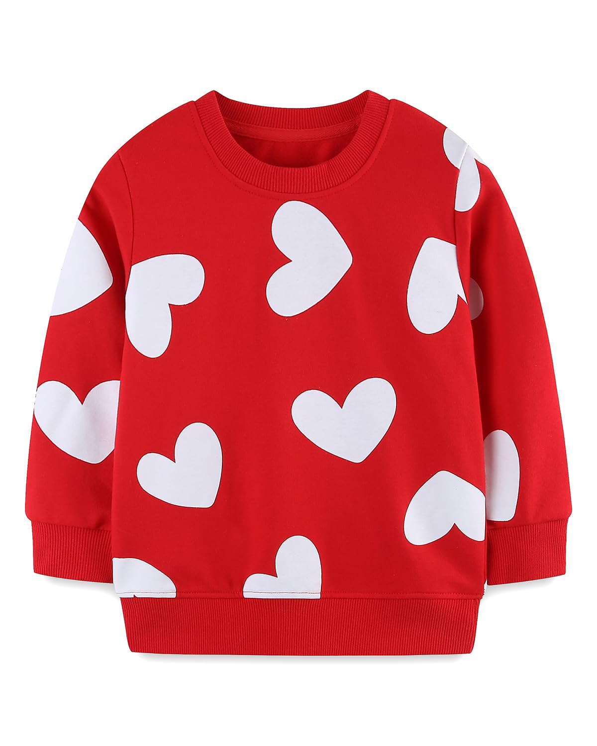 Mrocioa Valentine'S Day Love Heart Graphic Shirt Girl Cotton Sweatshirt Vday Kids Long Sleeve Crewneck Red Tops For 6 Years