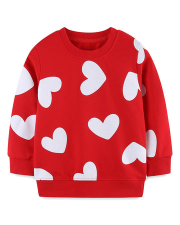 Mrocioa Valentine'S Day Love Heart Graphic Shirt Girl Cotton Sweatshirt Vday Kids Long Sleeve Crewneck Red Tops For 6 Years
