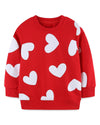 Mrocioa Valentine'S Day Outfit White Love Heart All-Over Prints Shirt Toddler Girls Sweatshirt Kids Long Sleeve Red Tops 3T