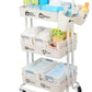 Jolead Baby Nappy Caddy Organiser Cart Movable, 3-Tier Sturdy Newborn Diaper Nursery Essentials Storage Basket For Changing Tabl