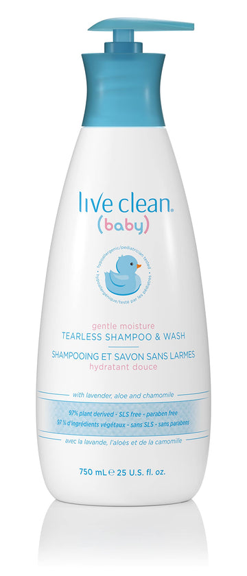 Live Clean Baby Tearless Shampoo & Wash Organic Eco Friendly 750 Ml (25 Fl Oz)