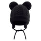 Duoyeree Toddler Winter Hat With Earflap Scarf Hood Thick Warm Kids Skull Cap For Baby Girls Boys Black