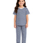 OG Kids Navy White Stripe Girls Short Sleeve Pyjama Set  Navy/White 45 Years