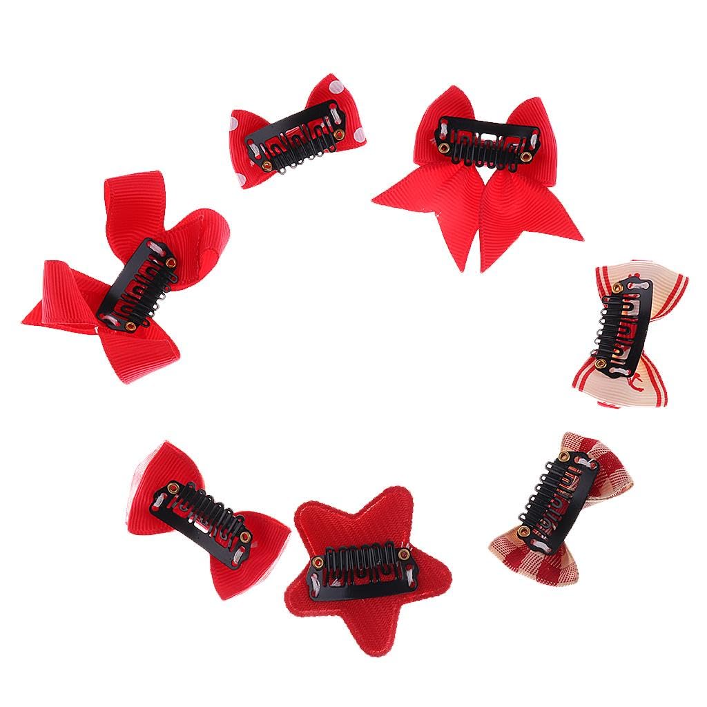 NIVAA 7 Pcs Kids Baby Girls Bowknot Hair Clips Flower Pins Hair Jewelry Gift Set 7 PcsRed