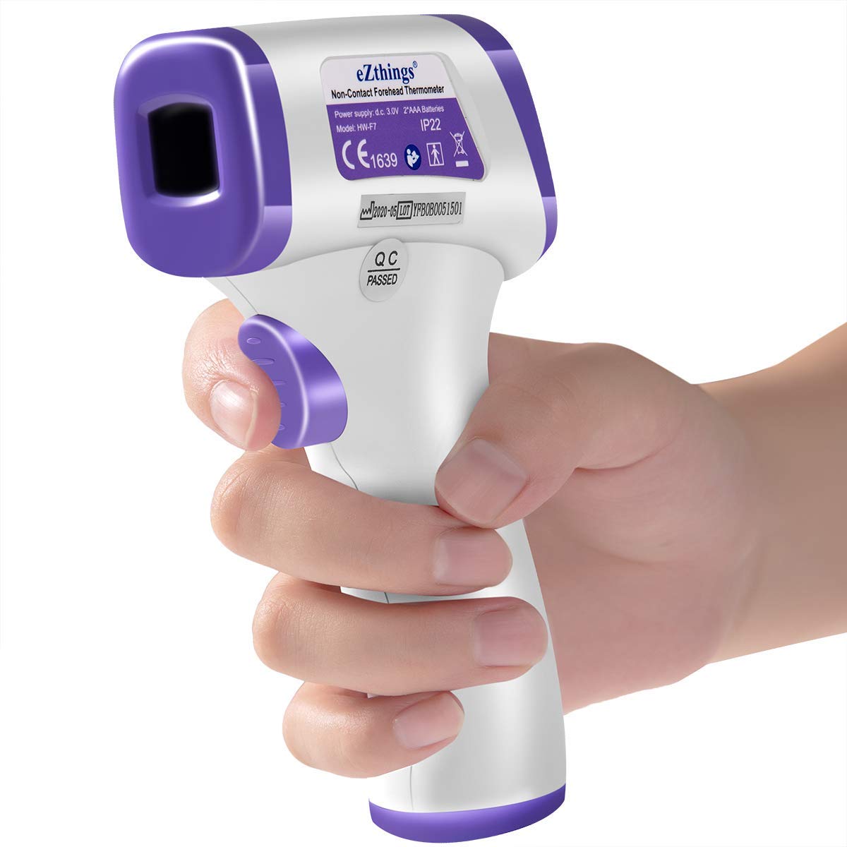 Ezthings Heavy Duty Thermometer Infrared Forehead High Caliber Sensor No Contact With Lcd Display For Medical Offices, Hospitals
