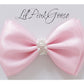 0-12 Newborn Baby Baptism Pearl Headband With Bow In White Christening Headband With Satin Bow, Pearl Rhinestone Band (Pink(3-6M