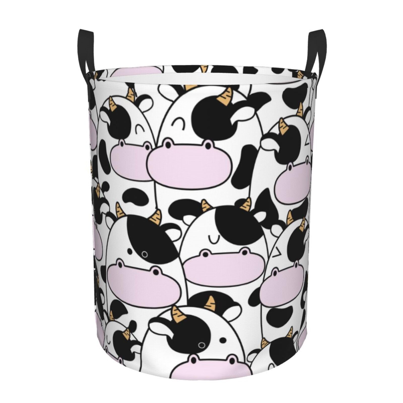 Pevtufa Cute Animal With Cow Foldable Laundry Basket Organizer,Fabric Clothes Toy Storage Basket Nursery Hamper Storage Bin For 
