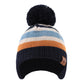Jangannsa Knitted Baby Hat Scarf Set Winter Warm Boys Girls Beanie Fleece Lining Toddler Kids Hats With Pompom (Navy Striped(Hat
