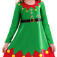 Kids Christmas Long Sleeve Dress Girls Cute Elf Outfits Xmas Party Green Aline Dresses 7-8 Years