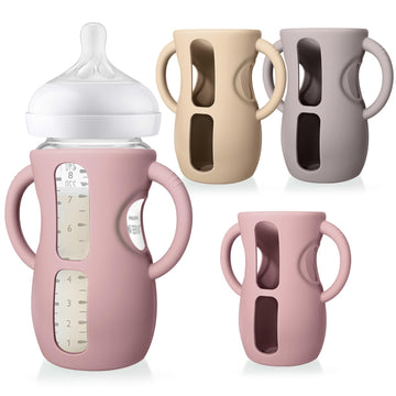 Juome Silicone Sleeves With Handles For Avent Natural Glass Baby Bottles - 3 Pack Anti Breakage Baby Bottle Holder For Philips A