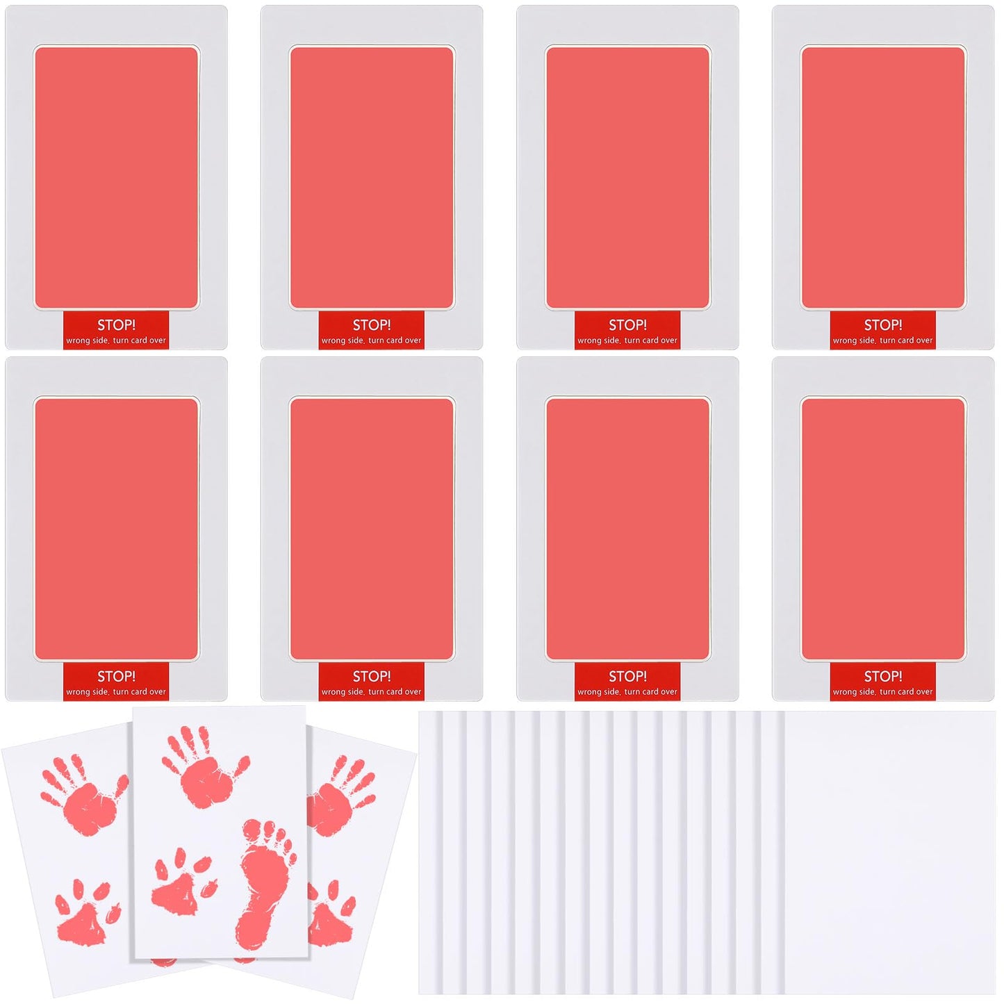 Jetec 8 Set Inkless Baby Footprint and Handprint Kit, Clean Touch Ink Pad for Baby Hand and Footprints, Dog Paw Print Kit with I