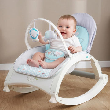 R For Rabbit Rock N Play Baby Rocker Baby Feeding Chair With Vibration And Soothing Music, Adjustable Backrest With Arc-Shaped L