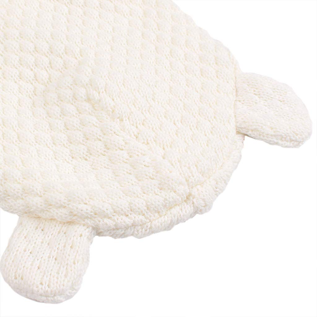 Duoyeree Baby Winter Hat Earflap Cotton Lining Knit Beanie Cap For Toddler Girl Boy (0-6 Month, White)
