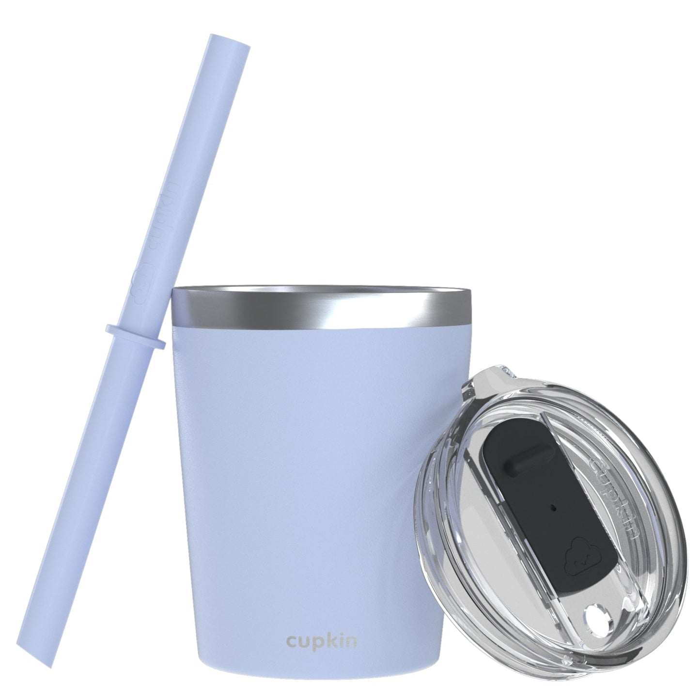 Cupkin Stackable Stainless Steel Kids Cup Smoothie Tumbler, Powder Coated Insulated Tumblers, Bpa Free Lid And Silicone Straw 8