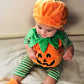 Bagilaanoe Toddler Baby Boy Girl Halloween Outfit Pumpkin Bodysuit Halloween Costumes Romper Tops Hat Footies (A-Orange, 6-12 Mo
