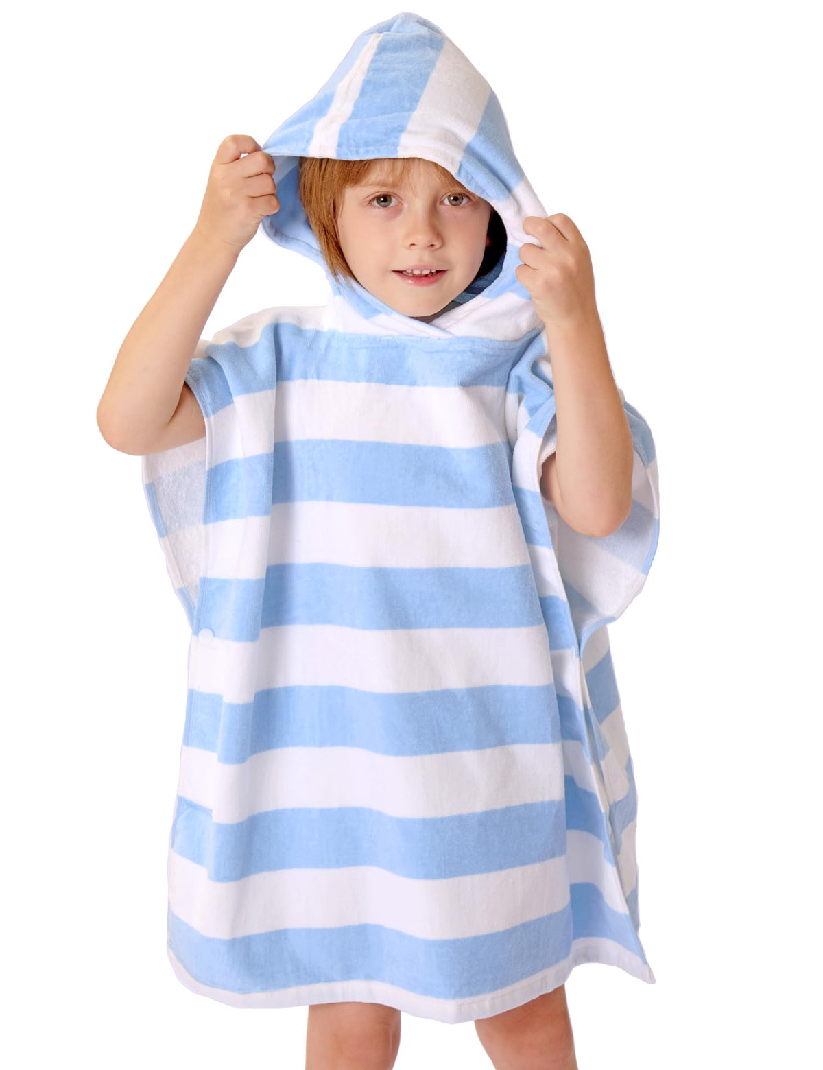 Tbezy Hooded Poncho Bath Towel Ultra Soft And Absorbent Cloud Touch Cotton Stripes Beach Towels For Kids 26 Years (26, Yellow)