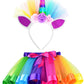 Lylkd Little Girls Layered Rainbow Tutu Skirts With Unicorn Horn Headband