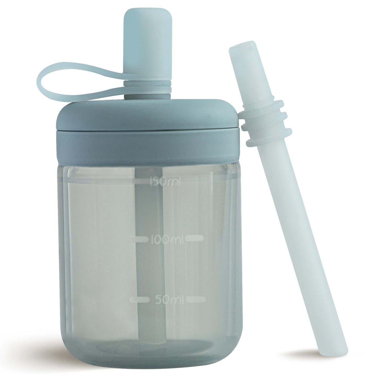 Moonkie Baby Straw Cup | Silicone Toddler Sippy Training Cup With Straw Lid | BPA-Free Drop-Proof Cup | Baby Led Weaning | 6 Mon