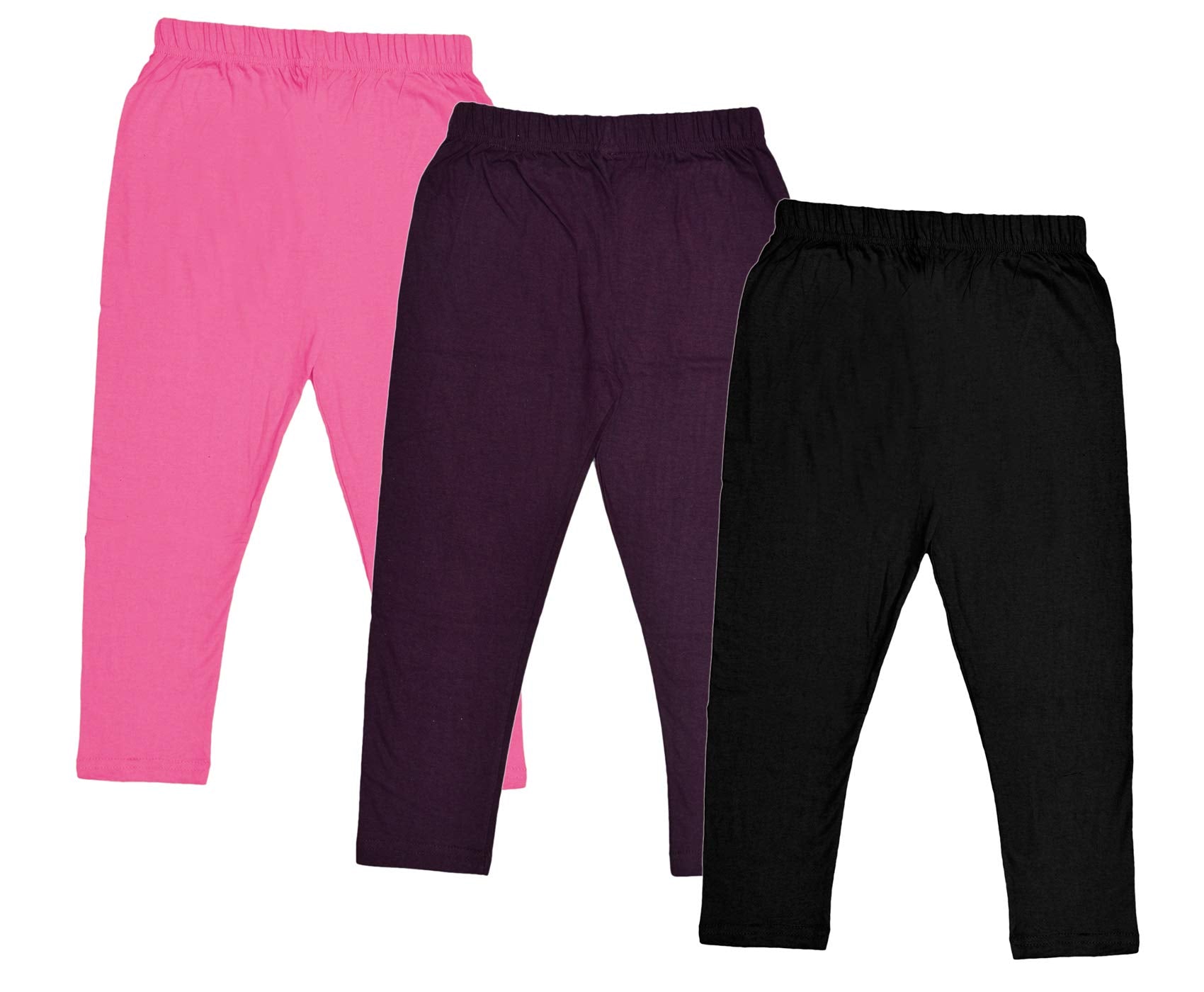 IndiWeaves Girls Cotton 3/4th Leggings/Capri (Pack of 3)(71800141521IWBP330_Multicolor_1012 Years)