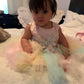 Weileenice Peach Pink Baby Girls Dress Rainbow Tulle Lace Embroidery Beads Toddler Pageant Wedding Party 1St Birthday Tutu Dress