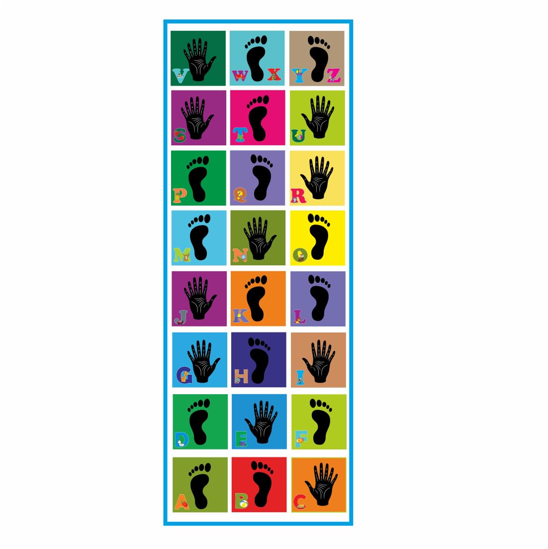Educational Alphabet Learning Mat with Hand and Footprint Design, Colorful ABC Learning Grid, Kids hopsctoch Game for Kids
