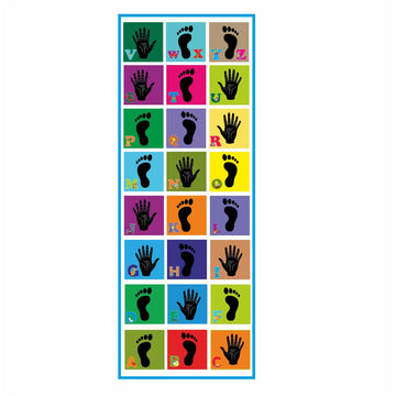 Educational Alphabet Learning Mat with Hand and Footprint Design, Colorful ABC Learning Grid, Kids hopsctoch Game for Kids