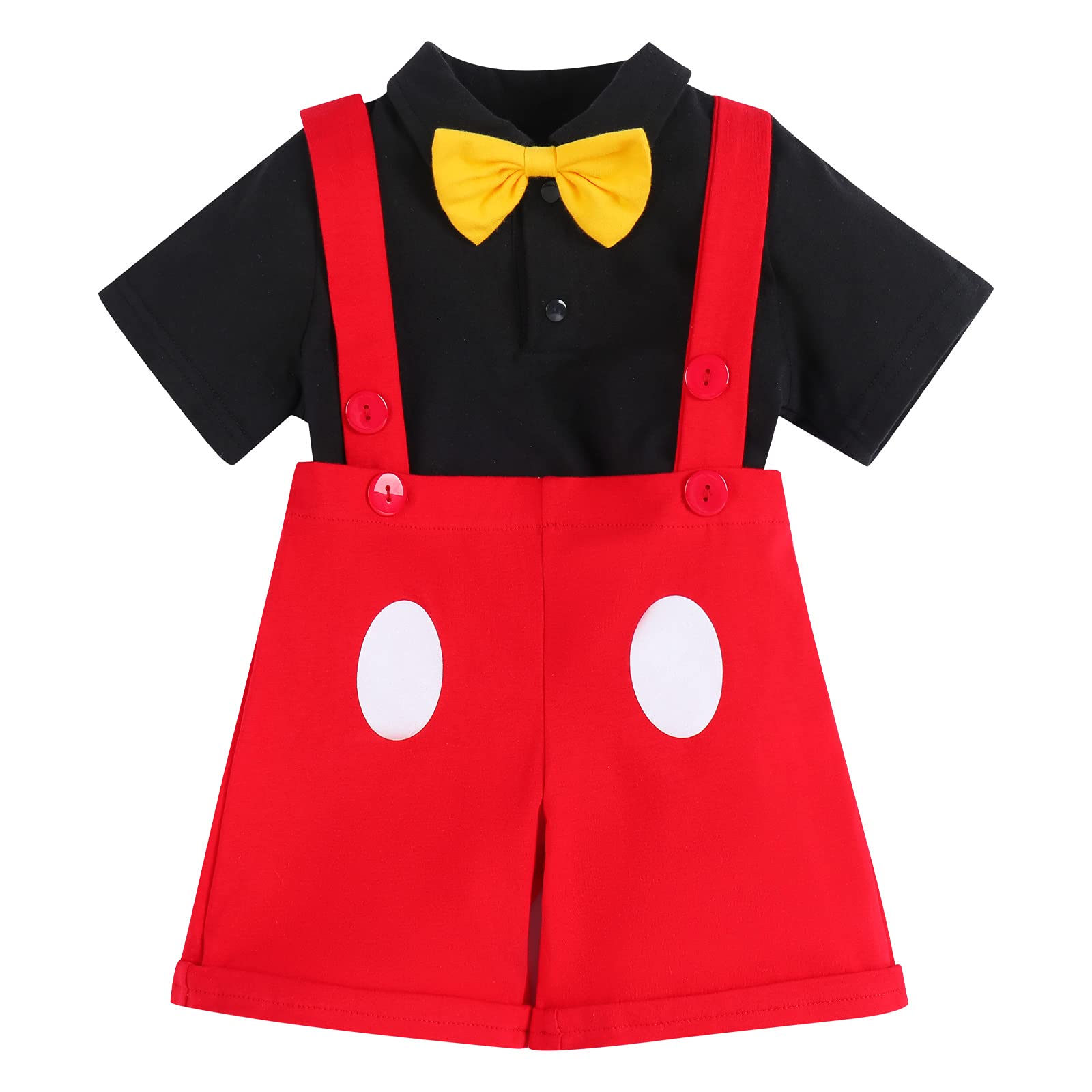 Baby Boys Halloween Christmas Costume Gentleman Bowtie Romper Bodysuit Suspenders Shorts Pants With Mouse Ears Headband First 1S