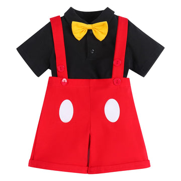 Baby Boys Halloween Christmas Costume Gentleman Bowtie Romper Bodysuit Suspenders Shorts Pants With Mouse Ears Headband First 1S