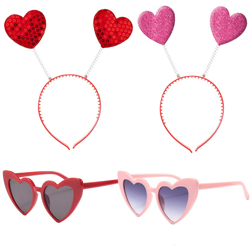 Heart Headbopper Eyeglasses Valentine'S Day Headband Hair Accessories For Holiday Costume Party Photo Booth 4 Pack