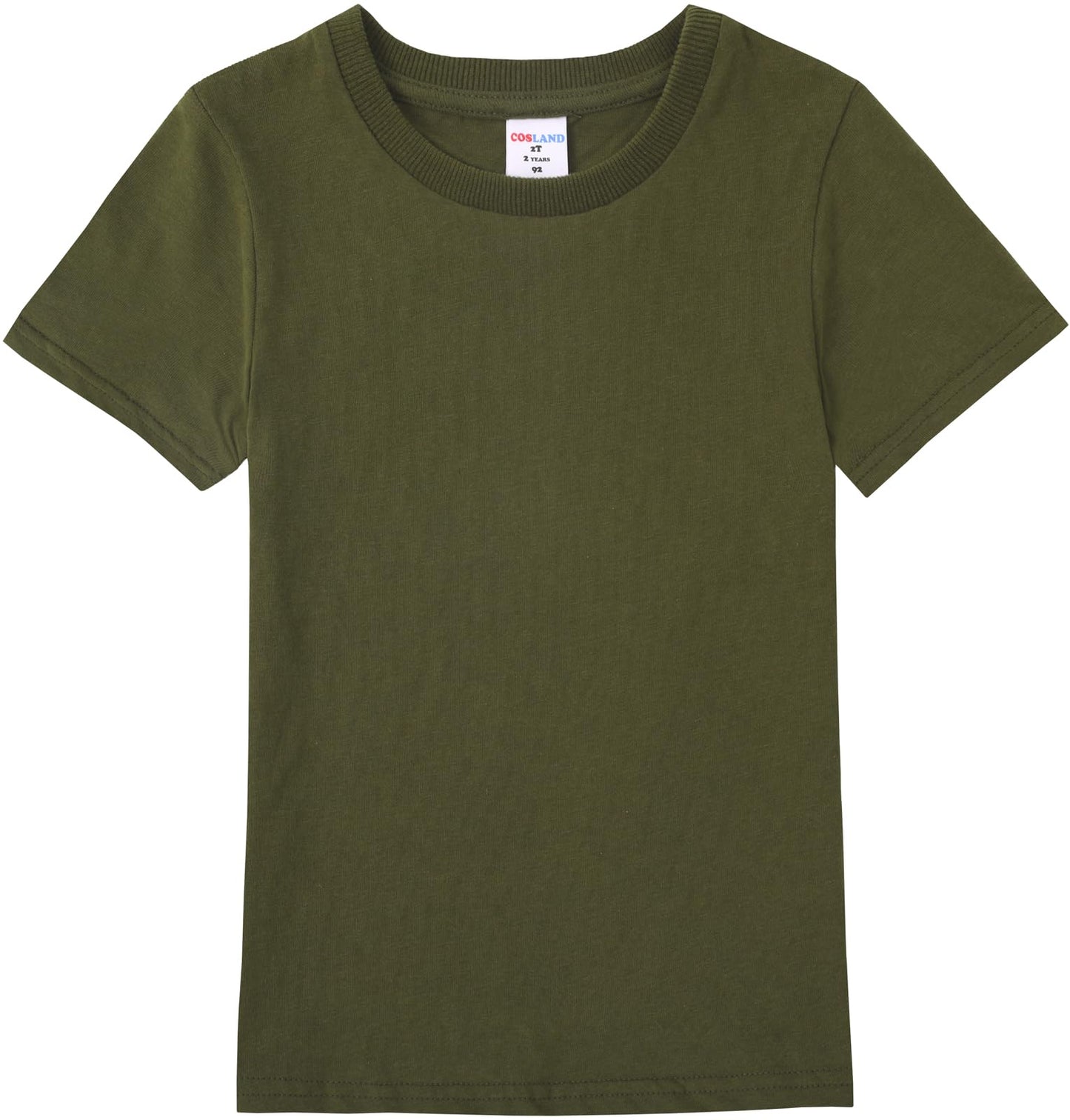 Cosland Boys T-Shirts Short Sleeve Tee Shirts Crew Neck Cotton Kids Shirts, 4T Army Green