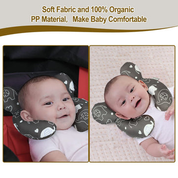 Vocheer Baby Travel Pillow For Head And Neck Support Pillow For Pushchair,Car Seat,Travel (Elephant)