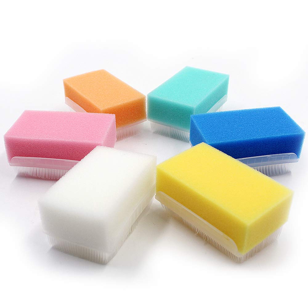 Baby Bath Time Sponge Brush- Body, Hair, And Scalp Cleaning - Gentle On Infant, Toddler Sensitive Skin - Great Sensory Feel. (6