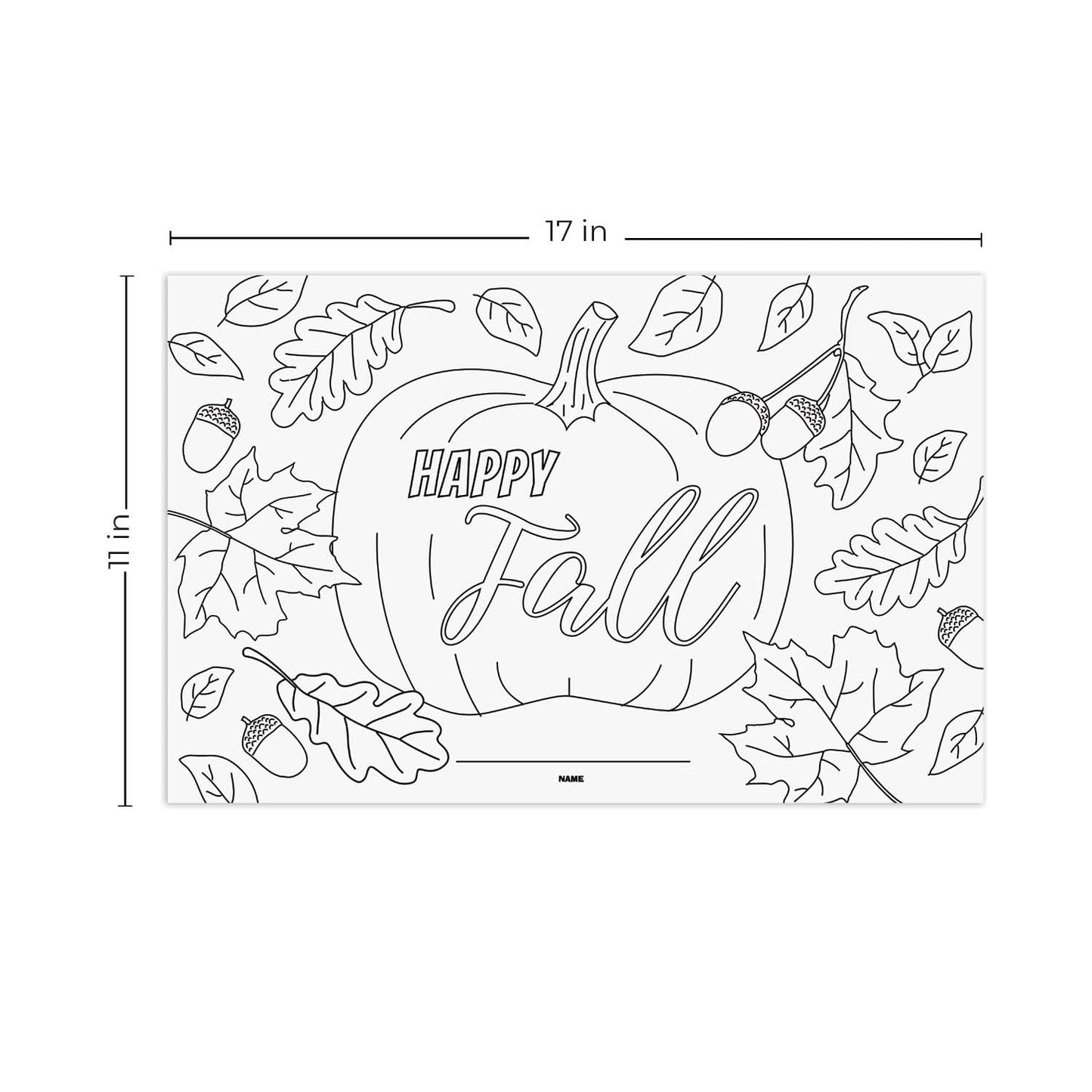 Thanksgiving Coloring Activity Placemats / 12 Happy Fall Coloring Sheets / 11' X 17' Double Sided Kids Fall Holiday Drawing Pa