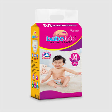 Babelois Pants Style Diaper With Overnight Absorption And Multilayer Leak Guard Baby Diapers M Size, 34 Count | IndiaS Fastest 