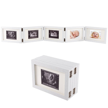 5 Folding Sonogram Picture Frame For Expecting Parents- 4.7 '    6.8 ' Baby Ultrasound Picture Frame Natural Wood Sonogram Pre