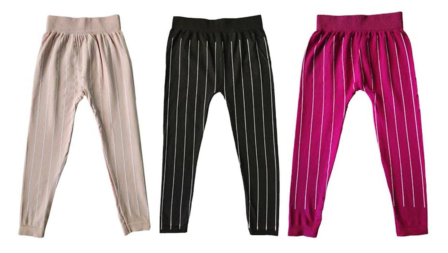 LOVO Girls Lycra Leggings (SLEX01030580, Multicolor, 89 Years) Pack of 3