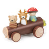 Tender Leaf Toys - Timber Taxi - Wooden Log Shaped Push Vehicle with 3 Removeable Characters - Open-Ended Play Toy, Explore Role