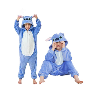 Xinhauli Unisex Kids Onesie, Flannel Cosplay Animal Costume Halloween Onesie Pajamas Home Clothing A-Blue