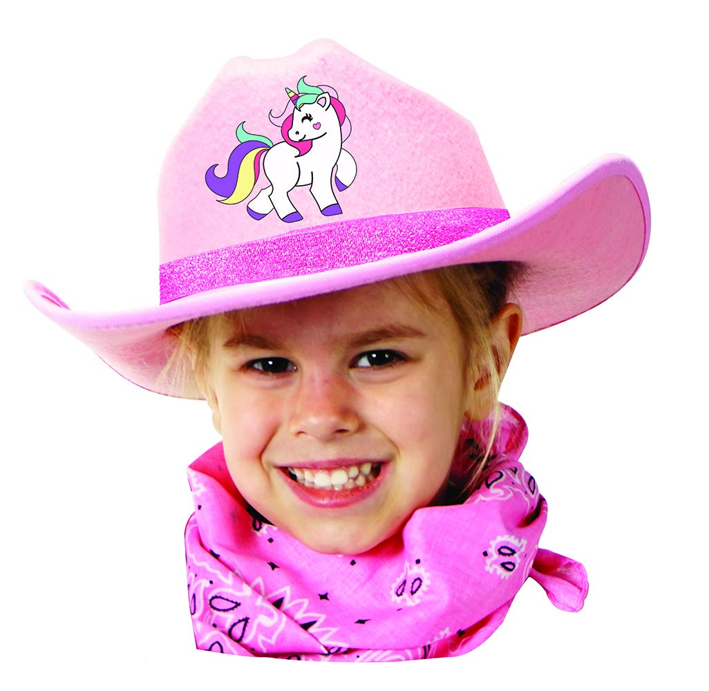 Unicorn Cowboy Hat With Bandanna Pink Sparkle