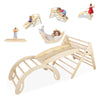 Pikler Triangle Toddler Climbing Toys Set, 5 in 1 Foldable Indoor Triangle Set with Triangle Ladder, Climbing Ramp, Arch Climber