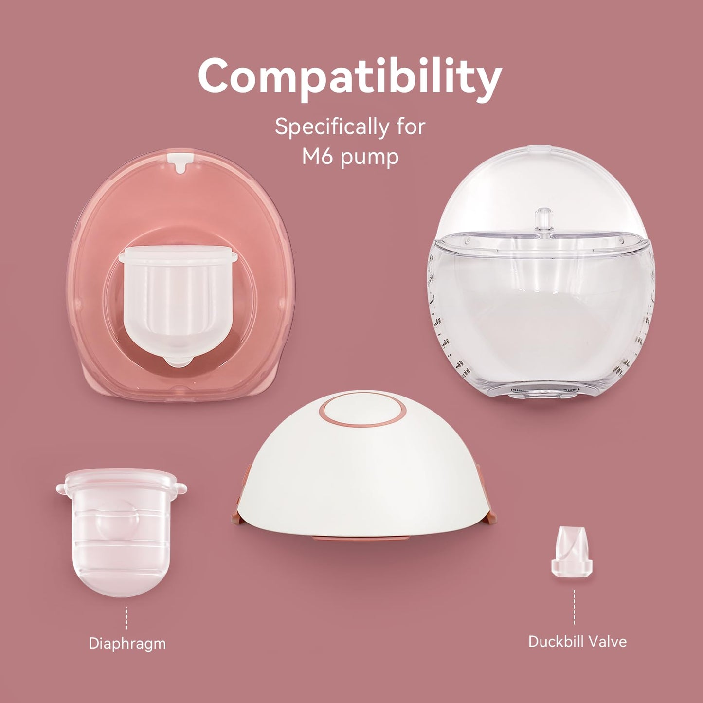GOTOCUT Diaphragm & Duckbill Valve Set Compatible with Momcozy M6 Breast Pump, Includes 4 Duckbill Valves and 2 Diaphragms, Pump