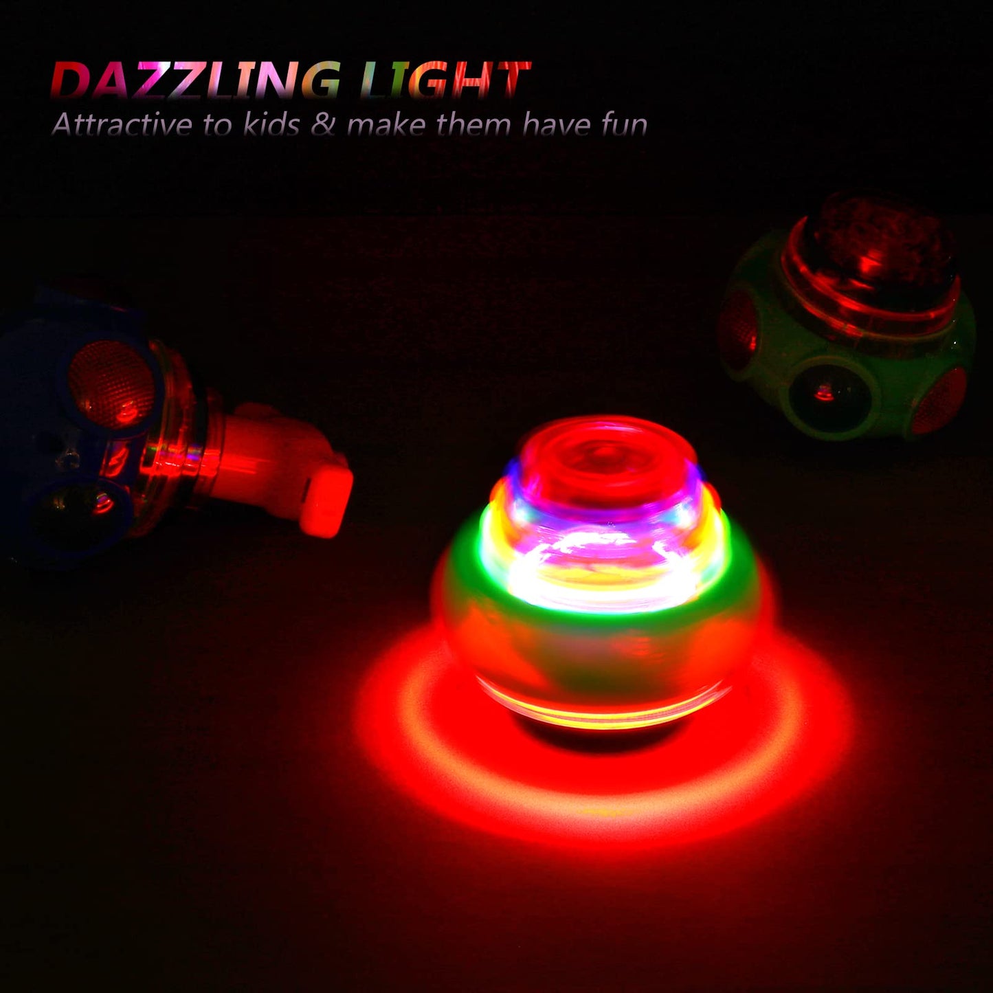 Toyandona 3Pcs Spinning Top Toys, Led Light Up Flashing Music Spinning Tops For Kids Gifts Birthday Party Favors Goodie Bag Fill