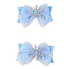 2PCS Baby Girl Dog Gift Wrap Hair Bow Clips Barrettes Blue Glitter Hair Bow Clips with Snowflake and Pearl Embellishments Assort