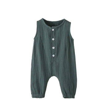 Arleysh Newborn Baby Boys Girls Romper Jumpsuit Cotton Linen Sleeveless Ruffled Bodysuit Infant Summer Clothes Outfits (Green, 1