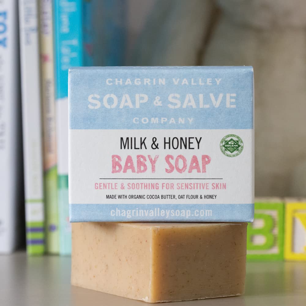 Chagrin Valley Soap & Salve Natural Organic Baby Soap - Unscented, Mild & Moisturizing Goat Milk & Honey Soap For Babies, Childr