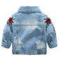 Abolai Baby Girls' Rose Embroidery Button Down Jeans Jacket Top Blue 100