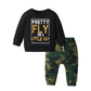 Eghunooy Infant Baby Boy Clothes Long Sleeve Letter Printed Tops Camouflage Pants Outfits Set (9-12 Months)