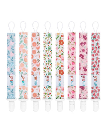 Alvababy Pacifier Clips 8 Packs Binky Paci Clip Holder Leashes For Newborn Baby Boys Girls Fits Baby Teethers Flower Fluit 8Dp14
